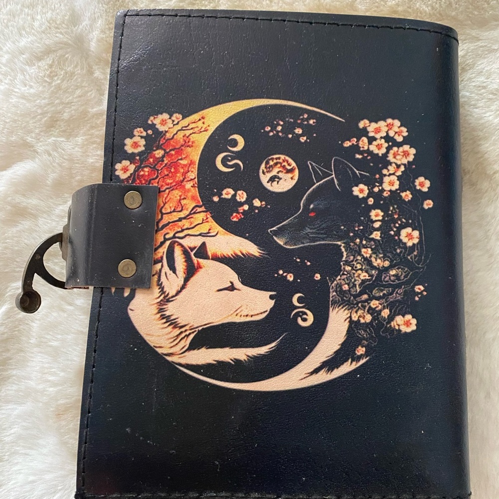 Book of Shadows Leather bound Grimoire journal diary 120 deckle pages Red Fox - Picture 5 of 7